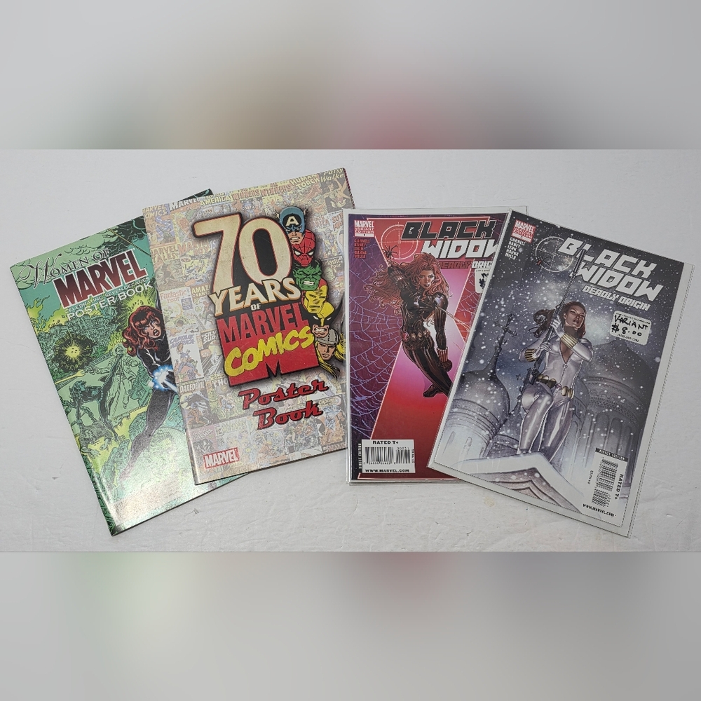 Black Widow Deadly Origin Comic Set With Marvel Poster & Women Of Marvel